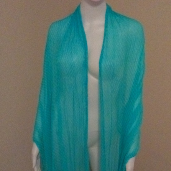 Sheer turquoise sarong pareo scarf wrap shawl - Picture 4 of 8